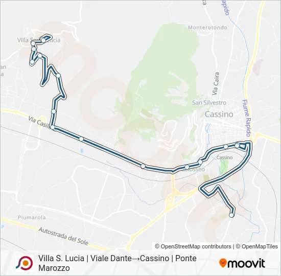 Percorso linea bus COTRAL