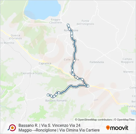 Percorso linea bus COTRAL