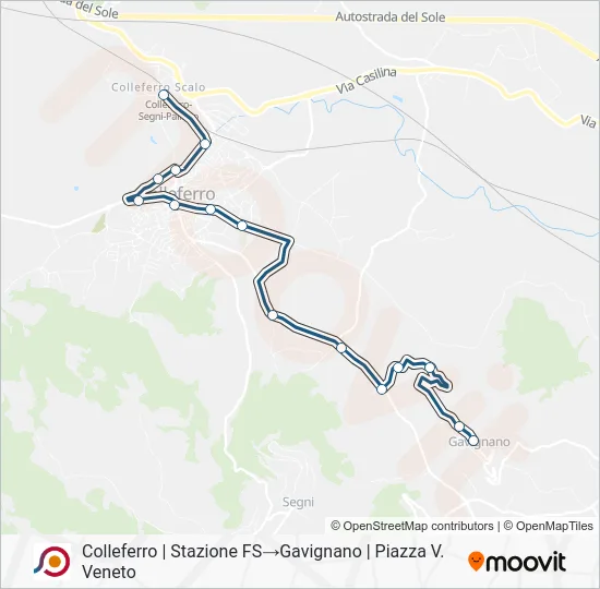Percorso linea bus COTRAL