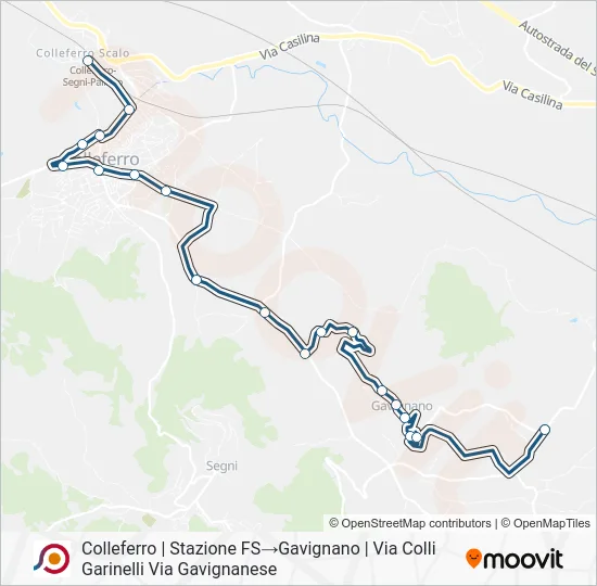 Percorso linea bus COTRAL