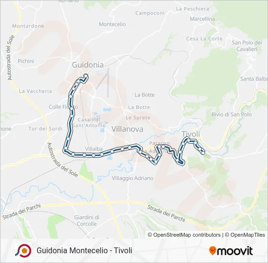 Percorso linea bus COTRAL