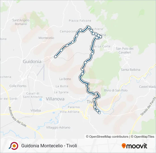 Percorso linea bus COTRAL