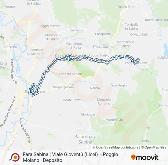 Percorso linea bus COTRAL