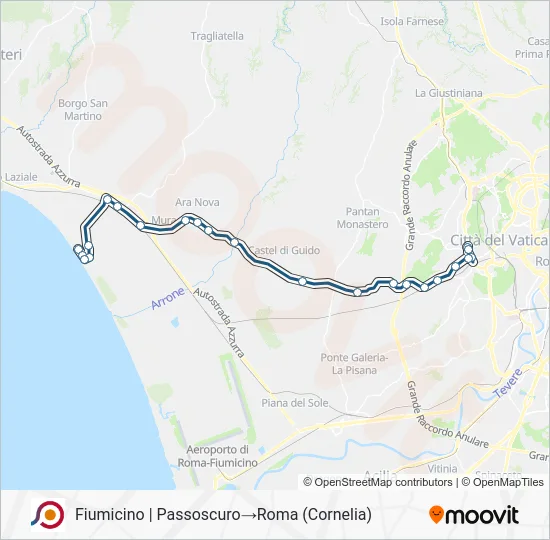 Percorso linea bus COTRAL