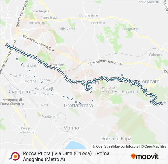 Percorso linea bus COTRAL