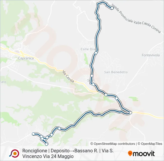 Percorso linea bus COTRAL