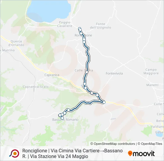 Percorso linea bus COTRAL