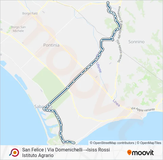 Percorso linea bus COTRAL