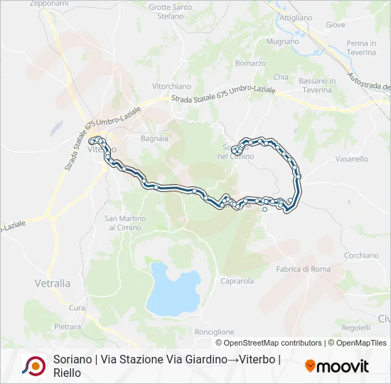 Percorso linea bus COTRAL