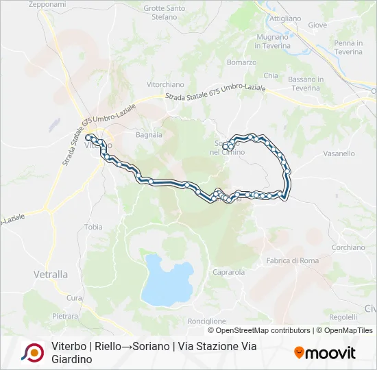 Percorso linea bus COTRAL