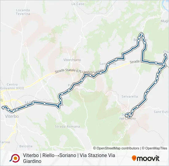 Percorso linea bus COTRAL