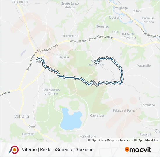 Percorso linea bus COTRAL