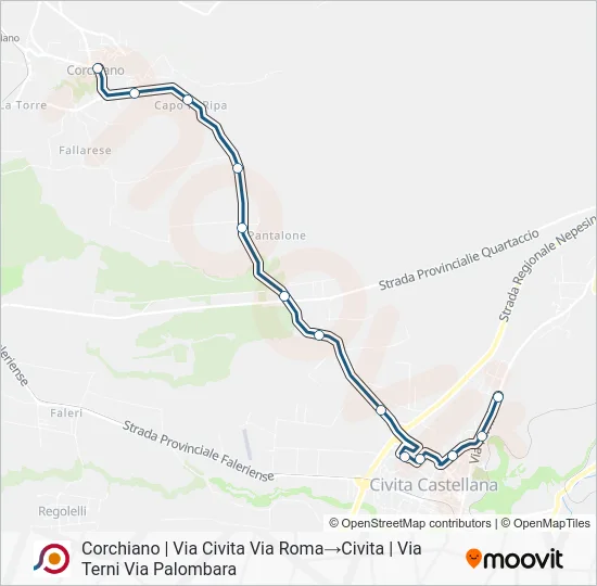 Percorso linea bus COTRAL
