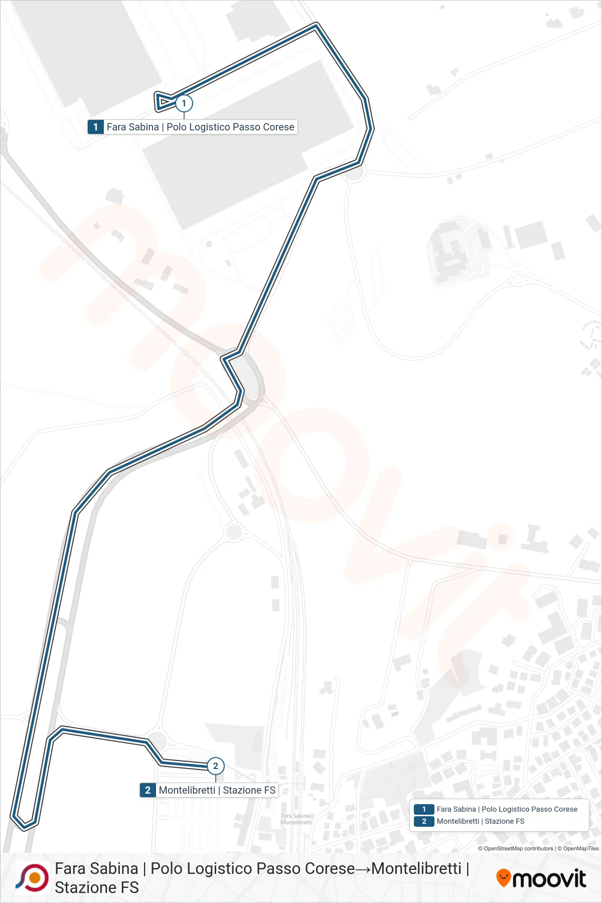 Linea COTRAL  bus (Fara Sabina | Polo Logistico Passo Corese‎→Montelibretti | Stazione FS) - Percorsi e fermate sulla mappa