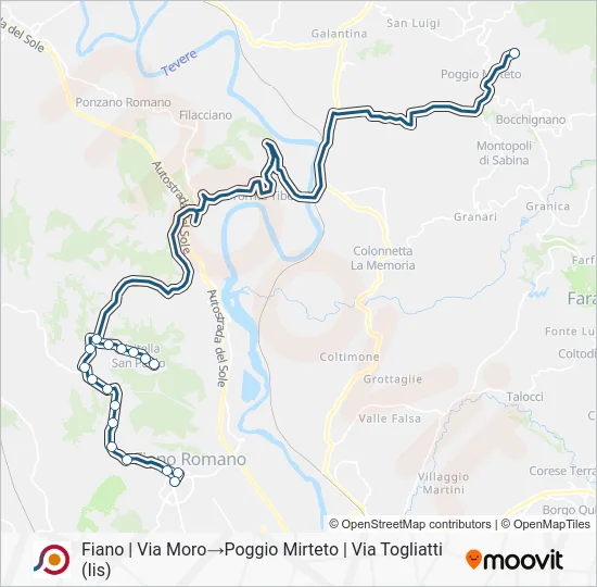 Percorso linea bus COTRAL