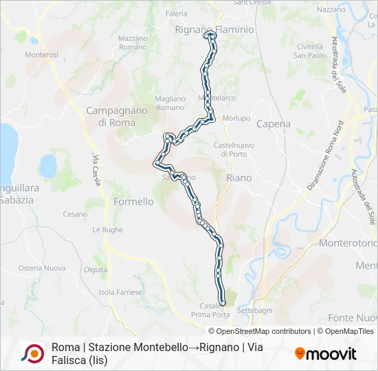 Percorso linea bus COTRAL