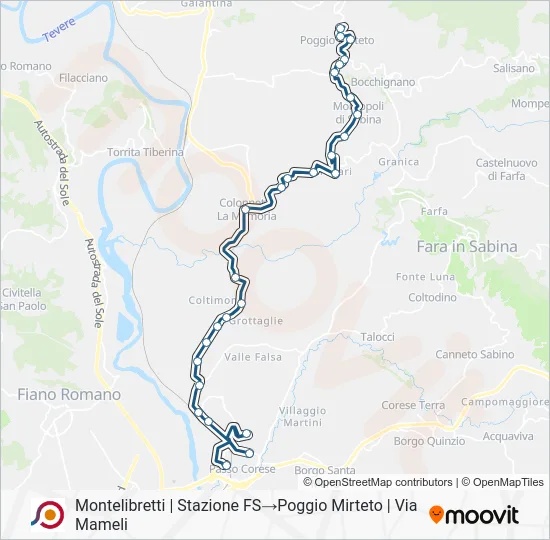 Percorso linea bus COTRAL