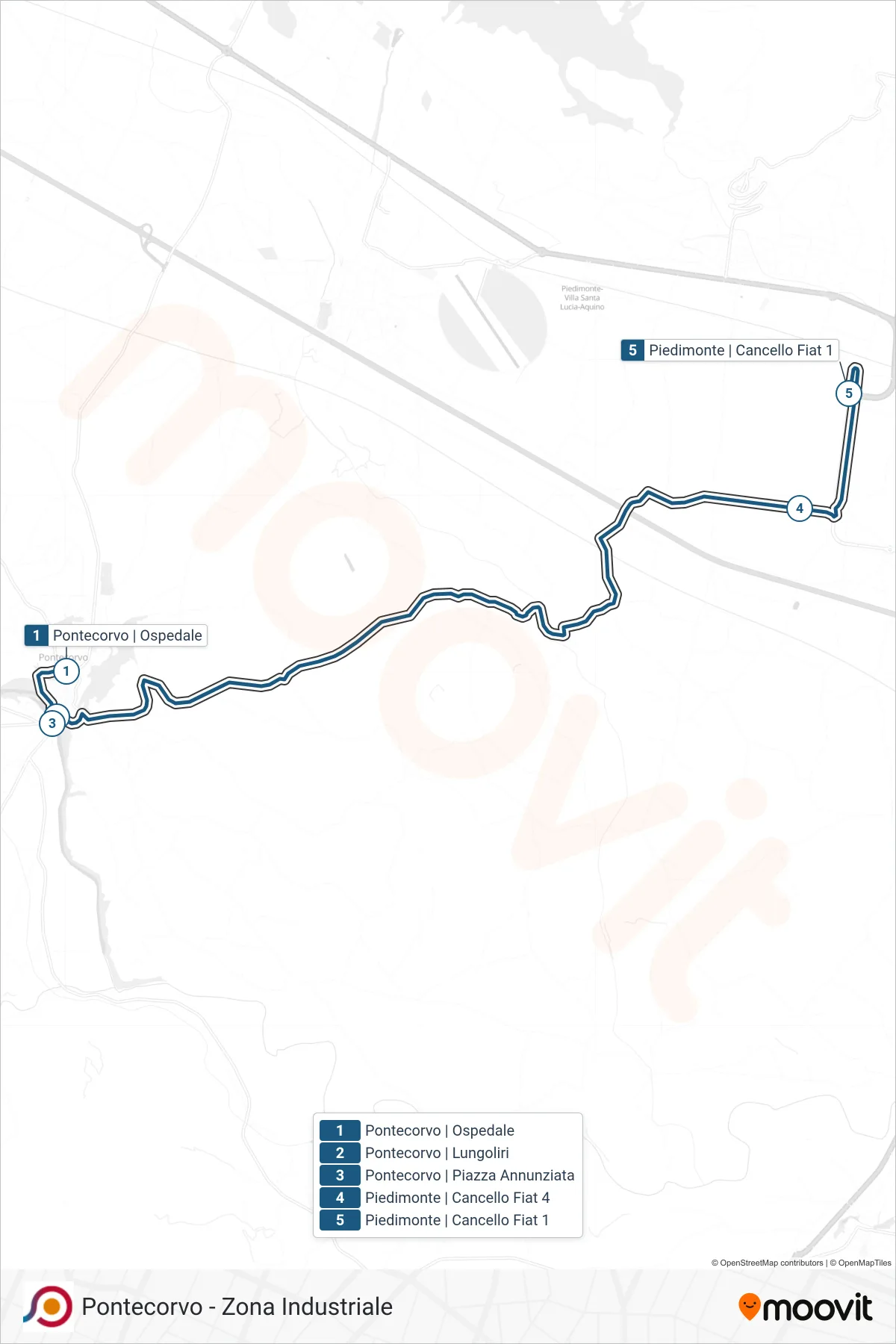 Linea COTRAL bus (Pontecorvo | Ospedale→Piedimonte | Cancello Fiat 1) - Percorsi e fermate sulla mappa
