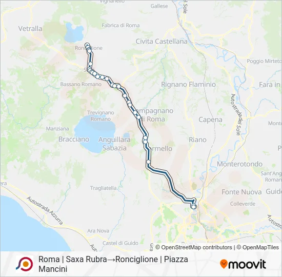 Percorso linea bus COTRAL