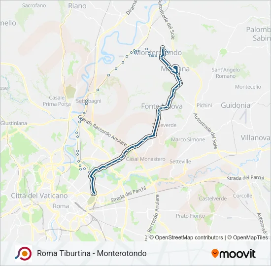 Percorso linea bus COTRAL