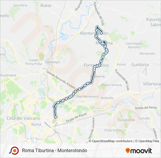 Percorso linea bus COTRAL