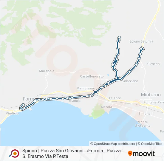 Percorso linea bus COTRAL