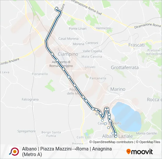 Percorso linea bus COTRAL