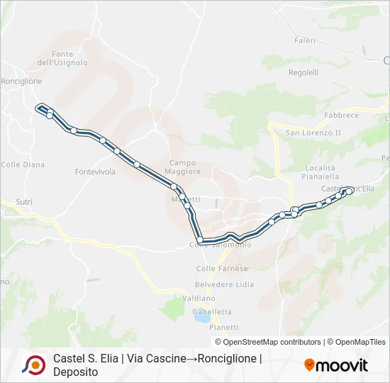 Percorso linea bus COTRAL