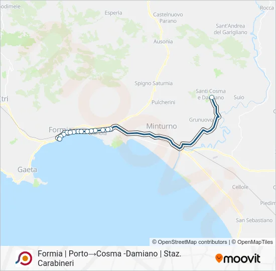 Percorso linea bus COTRAL