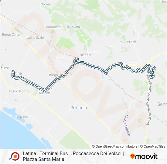 Percorso linea bus COTRAL