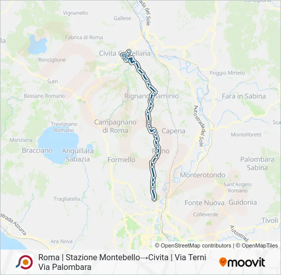 Percorso linea bus COTRAL