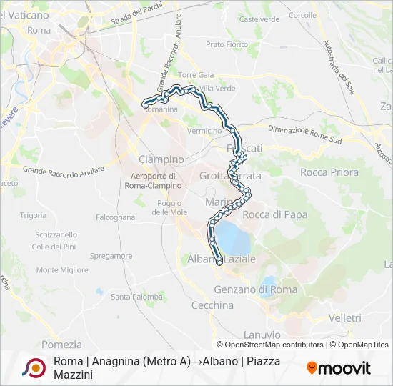 Percorso linea bus COTRAL