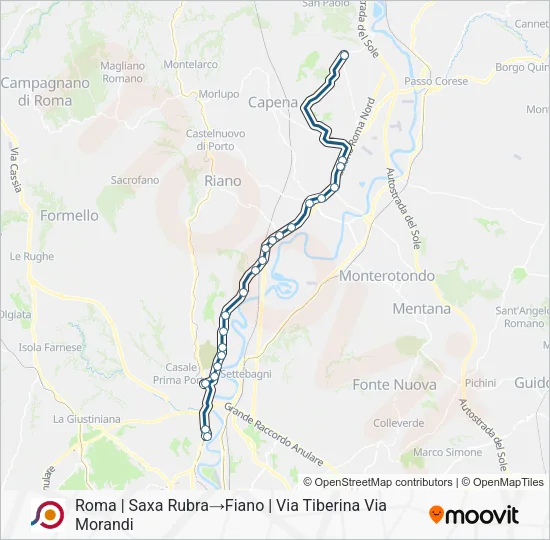 Percorso linea bus COTRAL