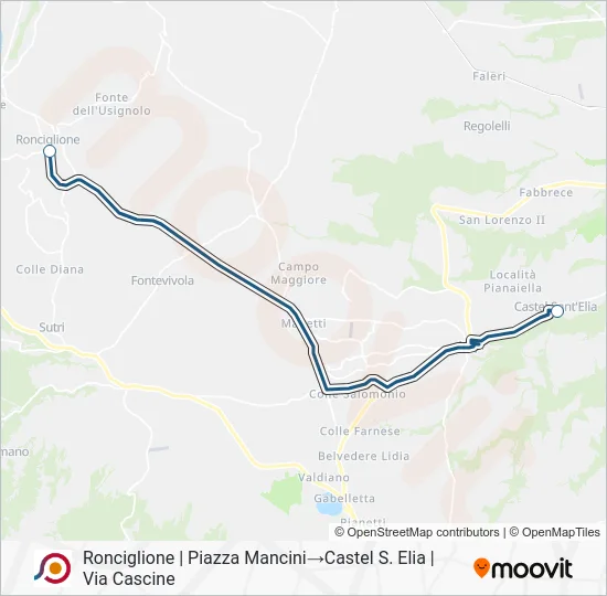 Percorso linea bus COTRAL