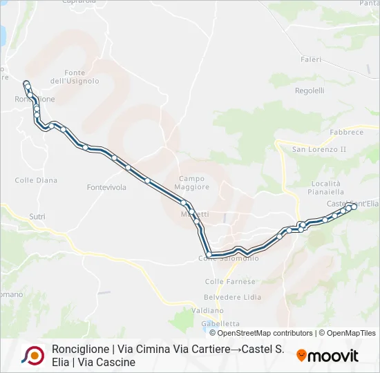 Percorso linea bus COTRAL