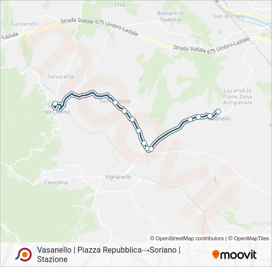 Percorso linea bus COTRAL