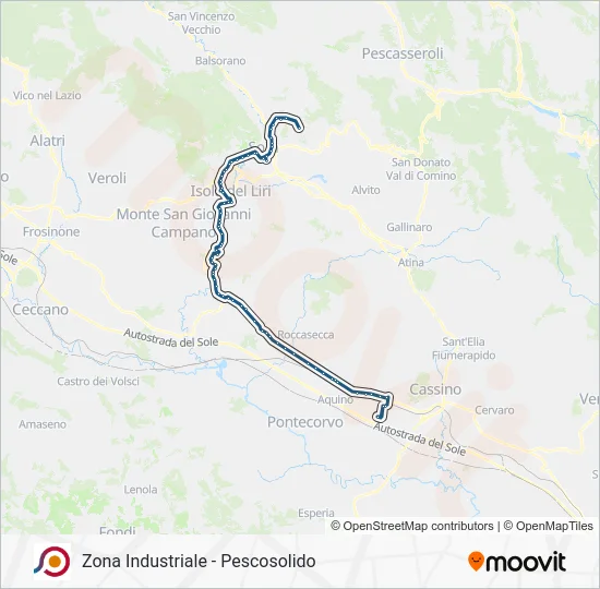 Percorso linea bus COTRAL