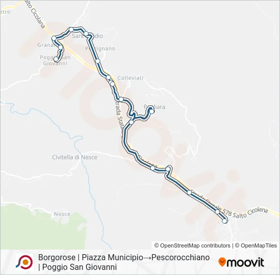 Percorso linea bus COTRAL