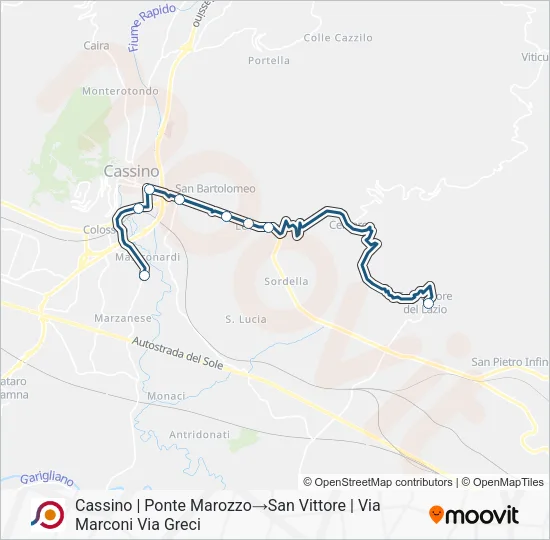 Percorso linea bus COTRAL
