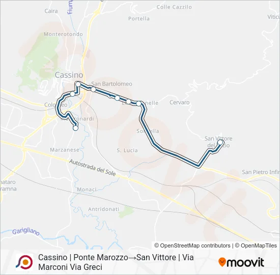 Percorso linea bus COTRAL