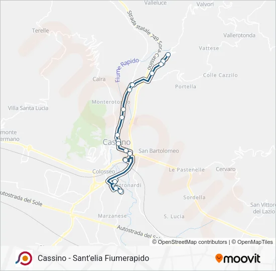 Percorso linea bus COTRAL