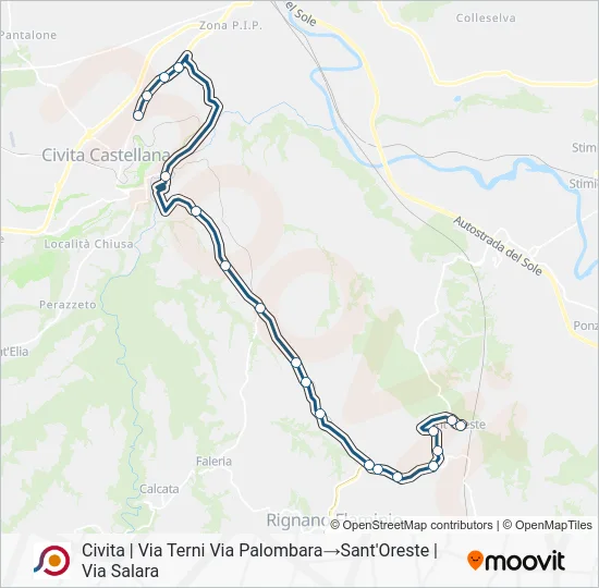 Percorso linea bus COTRAL
