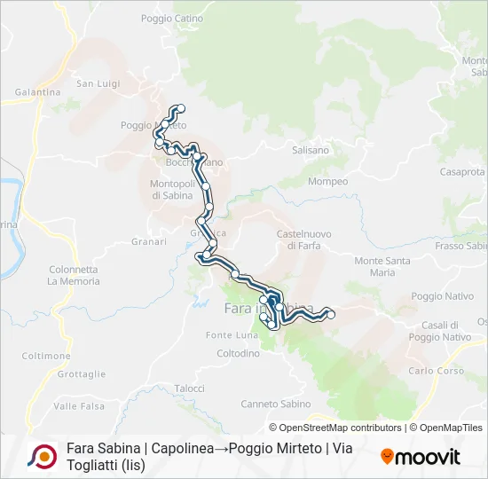 Percorso linea bus COTRAL