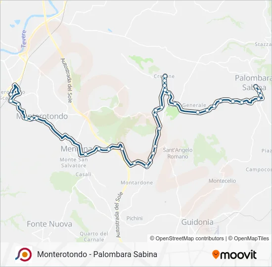 Percorso linea bus COTRAL