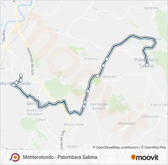 Percorso linea bus COTRAL
