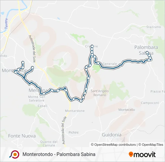 Percorso linea bus COTRAL