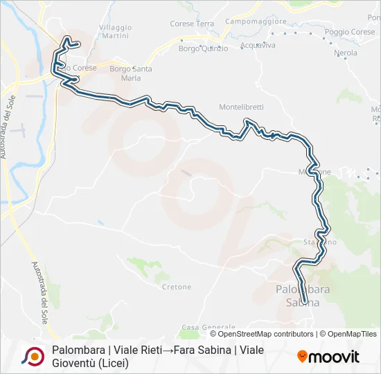 Percorso linea bus COTRAL