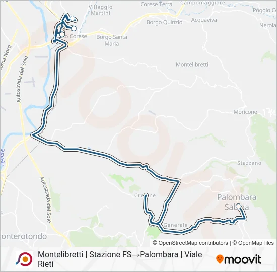 Percorso linea bus COTRAL
