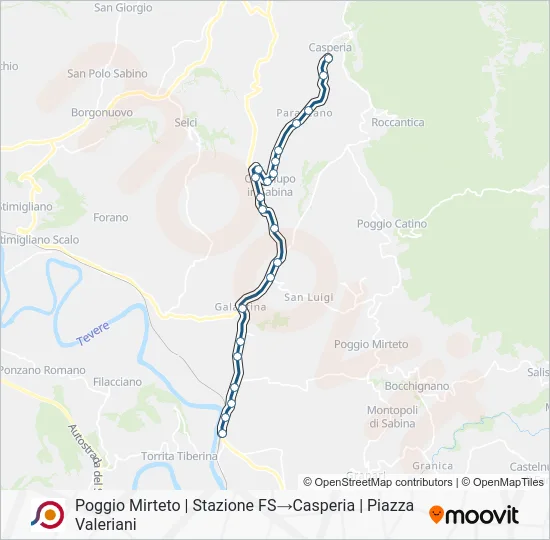 Percorso linea bus COTRAL
