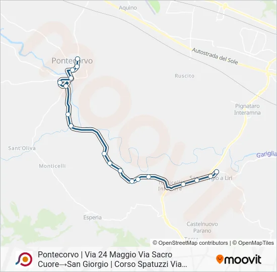 Percorso linea bus COTRAL